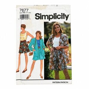Simplicity 7677 Vintage 90s Sewing Pattern Jacket Shorts Tank Top Set Uncut AA